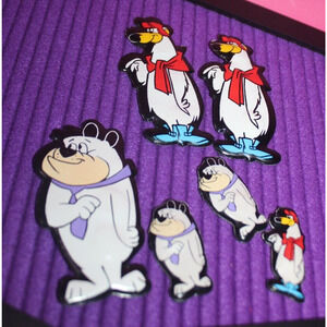 Vintage Hanna Barbera 70's Cartoon Puffy Magnets Chopper And Breezly 6 Piece Set